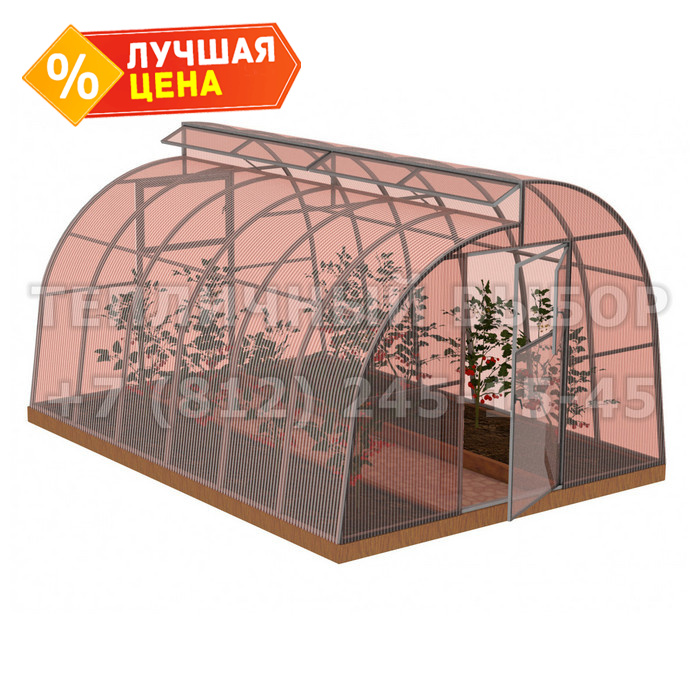 Теплица из поликарбоната-фито Усиленная По Митлайдеру 3х4 h=2.2 м профиль 25х25 мм