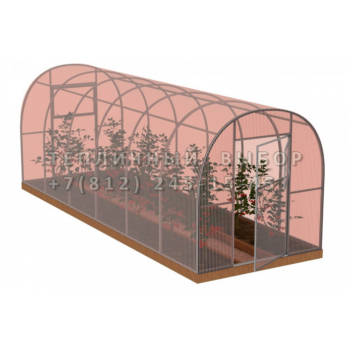 Теплица из поликарбоната-фито Усиленная Арочная 2,1х8 h=2 м профиль 20х20 мм