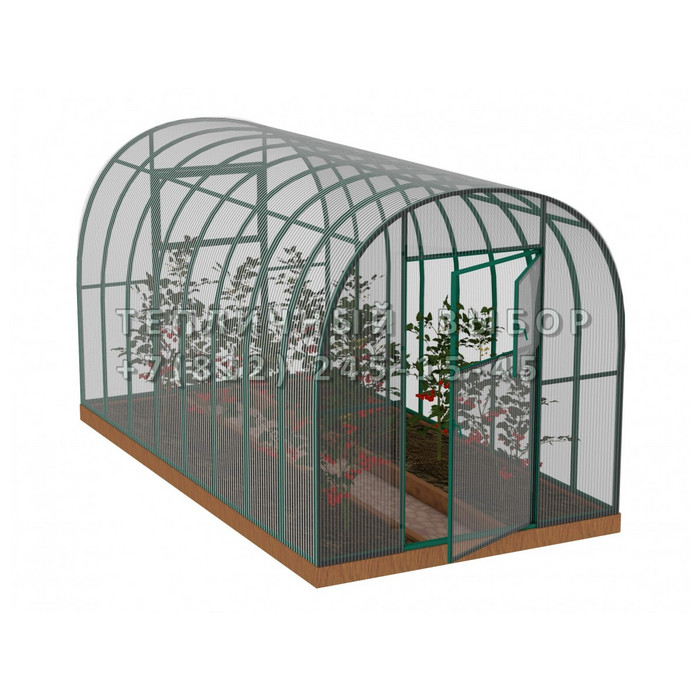 Теплица из поликарбоната Усиленная Арочная 2,1х4 h=2 м профиль 25х25 мм Зеленый
