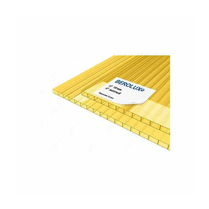 Сотовый поликарбонат 10 мм BEROLUX желтый 2100х12000 мм