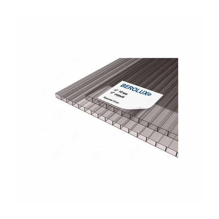 Сотовый поликарбонат 10 мм BEROLUX серый 2100х12000 мм